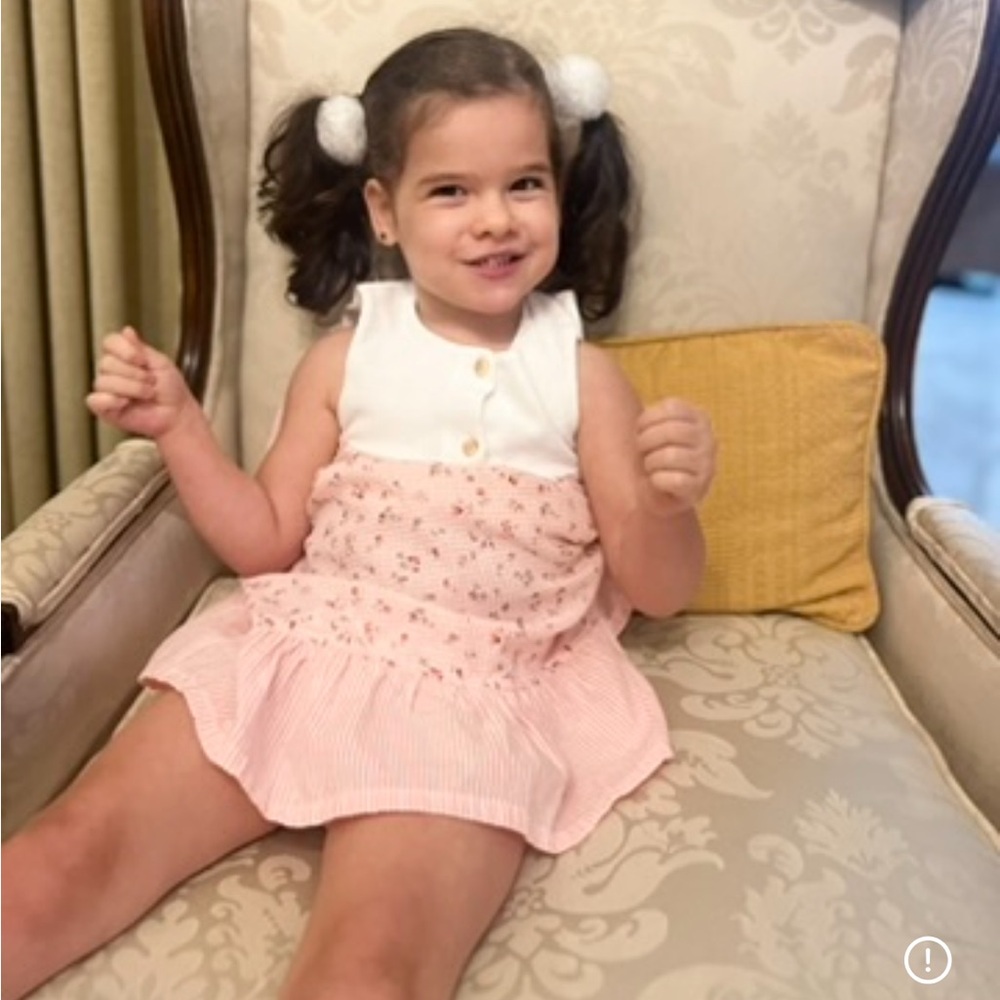Laranjinha Charming Pink Floral Kids Dress with White Top
